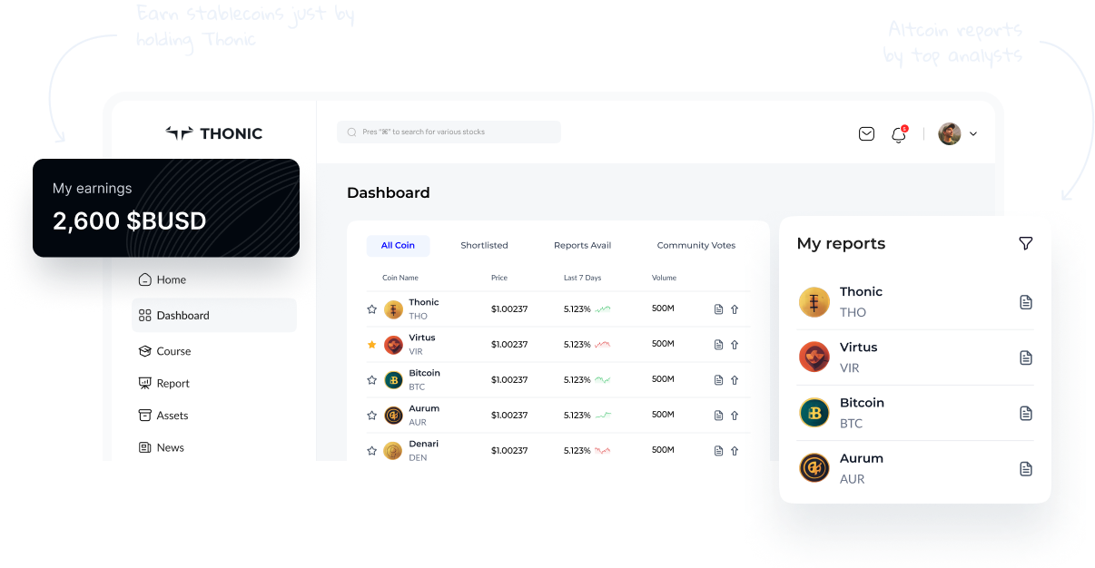 Thonic dashboard preview